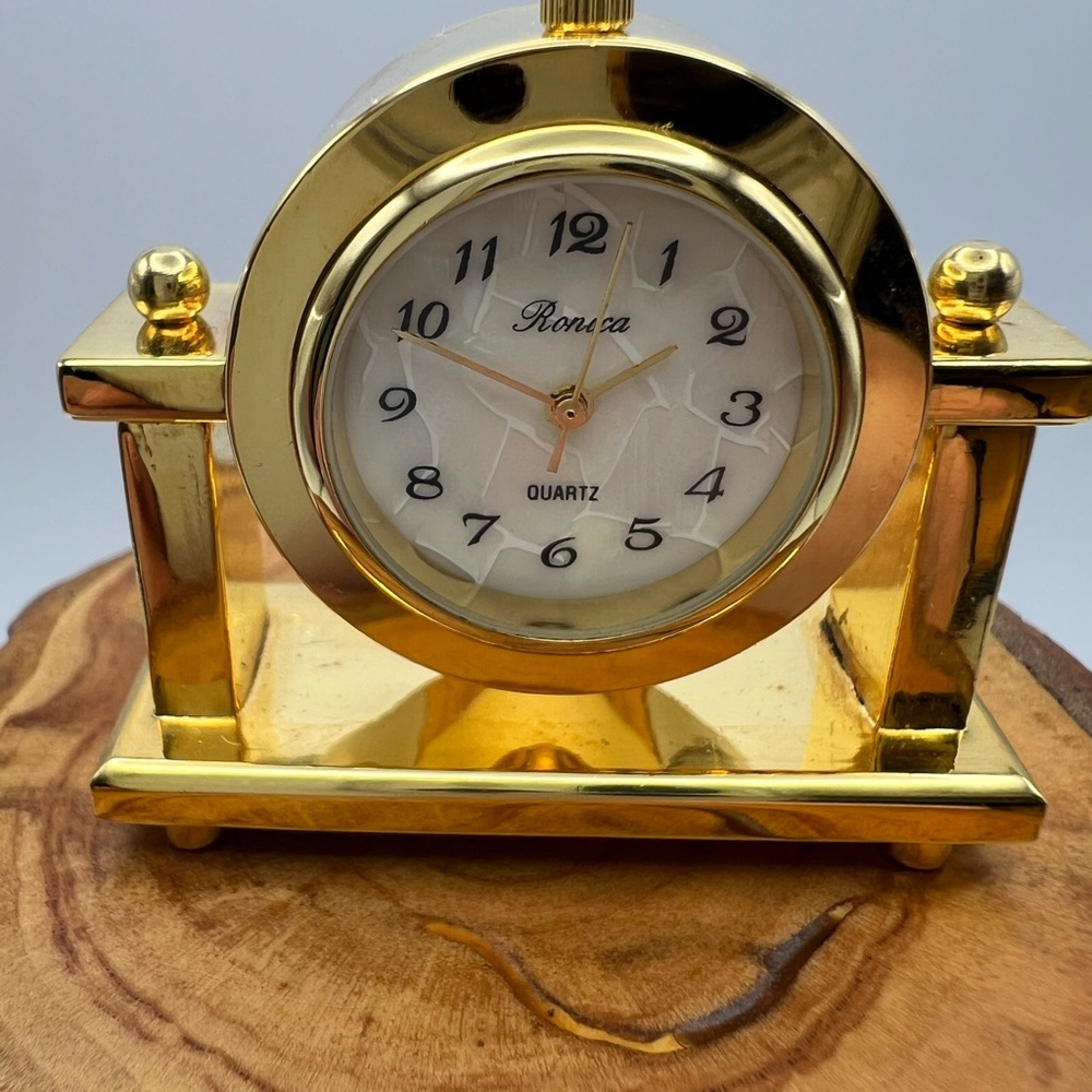 Gold Ronca Quartz Mini Clock - Picture 2 of 10